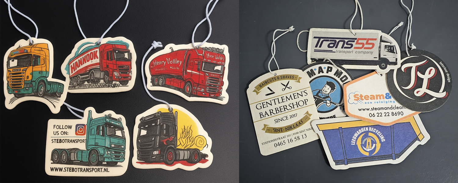 vrachtwagen geurhangers bedrukken cartoon